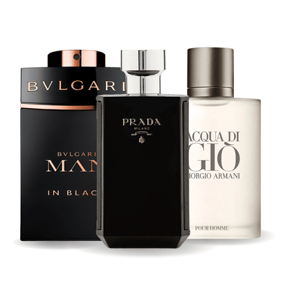 Combo de 3 perfumes Bvlgari In Black, Giorgio Armani Acqua Di Gio, L'Homme Prada Intense 100ml
